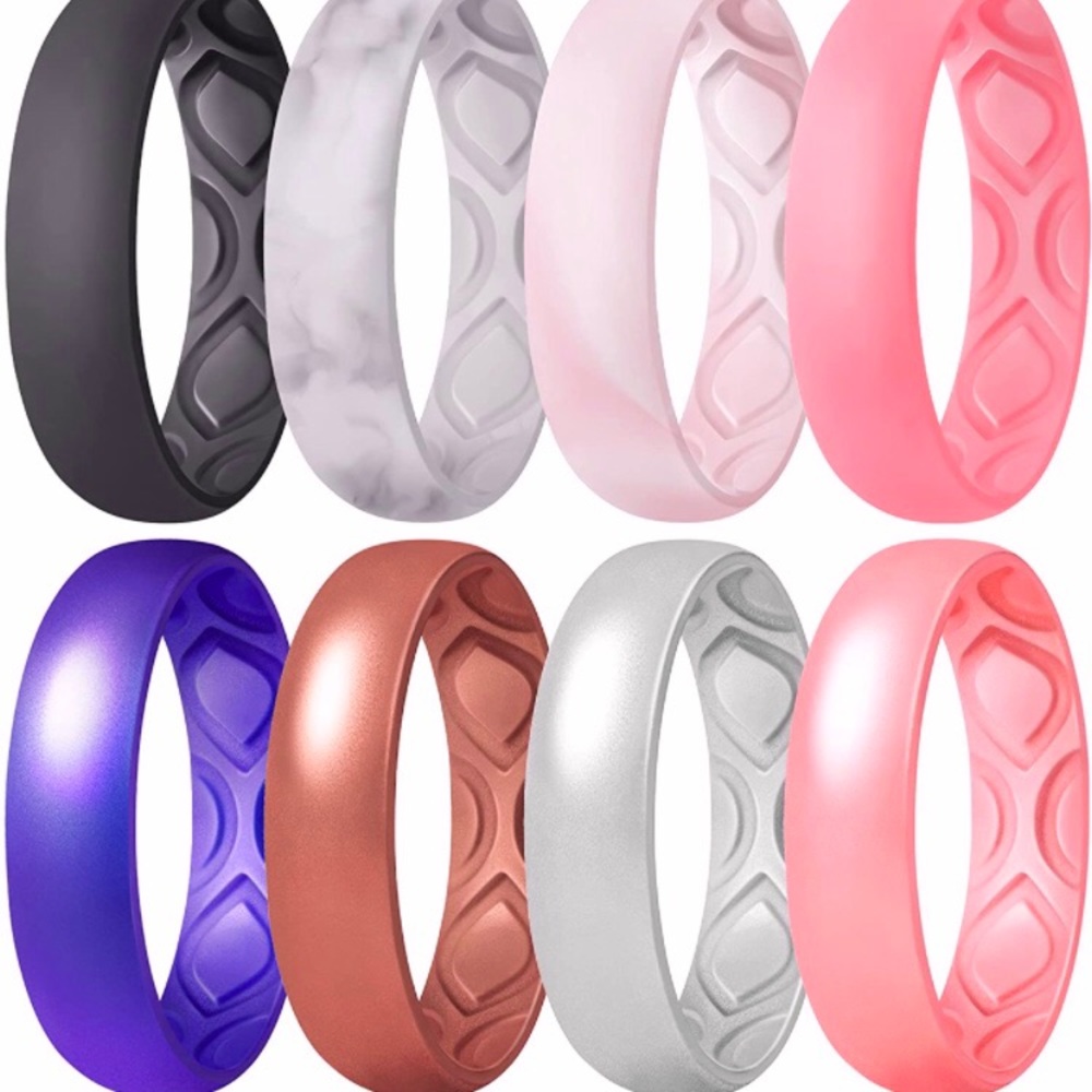 ThunderFit Women Silicone Wedding Bands Size 7
